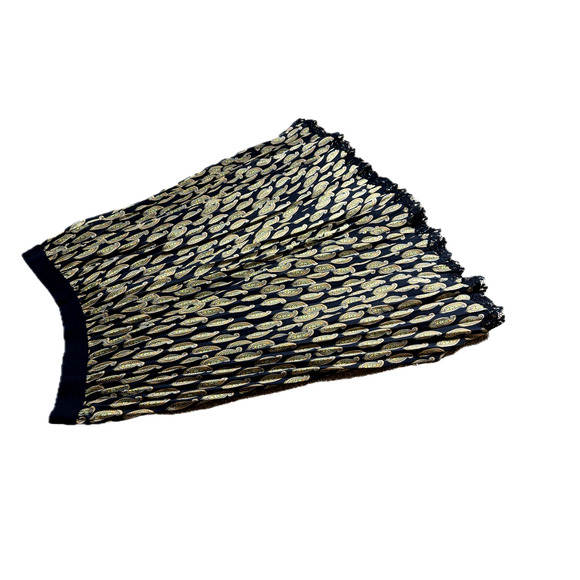 Kobi Halperin $498 Midi Skirt XL Stretch Black Green Paisley Pleat Lace Trim